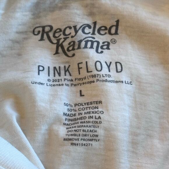 RECYCLED KARMA Pink Floyd Shine on You Puff Sleeve Crop Top Women's Large - Picture 6 of 10